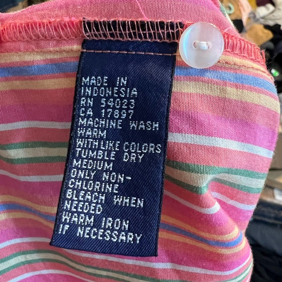 Vintage 90s GAP Striped Long Sleeve Button Up Shirt Women’s Cotton Sz L Preppy - Picture 7 of 9